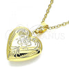 Oro Laminado Locket Pendant, Gold Filled Style Heart Design, Polished, Golden Finish, 05.117.0023