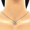 Sterling Silver Pendant Necklace, Heart Design, with White Cubic Zirconia, Polished, Rhodium Finish, 04.336.0211.16