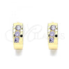 Oro Laminado Huggie Hoop, Gold Filled Style with Amethyst Cubic Zirconia, Polished, Golden Finish, 02.210.0641.2.12