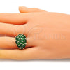 Oro Laminado Multi Stone Ring, Gold Filled Style with Green Cubic Zirconia, Polished, Golden Finish, 01.346.0022.2.09