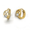 Oro Laminado Huggie Hoop, Gold Filled Style with White Cubic Zirconia, Polished, Golden Finish, 5.130.011