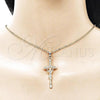 Oro Laminado Religious Pendant, Gold Filled Style Crucifix Design, Diamond Cutting Finish, Golden Finish, 5.189.014
