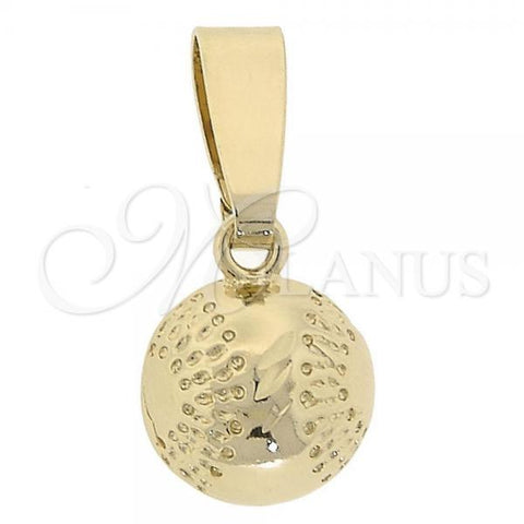 Oro Laminado Fancy Pendant, Gold Filled Style Ball Design, Diamond Cutting Finish, Golden Finish, 5.183.033