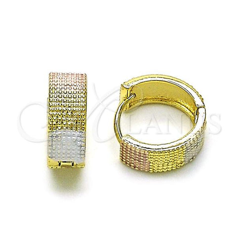 Oro Laminado Huggie Hoop, Gold Filled Style Polished, Tricolor, 02.213.0581.14