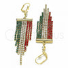Oro Laminado Long Earring, Gold Filled Style with Multicolor Crystal, Polished, Golden Finish, 02.351.0038.2