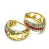 Oro Laminado Huggie Hoop, Gold Filled Style with Garnet and White Crystal, Polished, Golden Finish, 02.94.0103.1.15