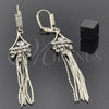 Oro Laminado Long Earring, Gold Filled Style with White Crystal, Polished, Golden Finish, 80.01