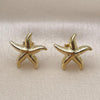 Oro Laminado Stud Earring, Gold Filled Style Star and Hollow Design, Diamond Cutting Finish, Golden Finish, 02.282.0048