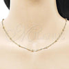 Oro Laminado Basic Necklace, Gold Filled Style Singapore and Ball Design, Polished, Golden Finish, 04.213.0319.24