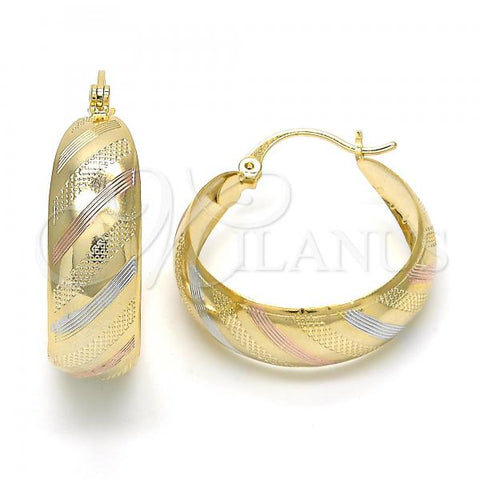 Oro Laminado Medium Hoop, Gold Filled Style Polished, Tricolor, 02.106.0011.1.30