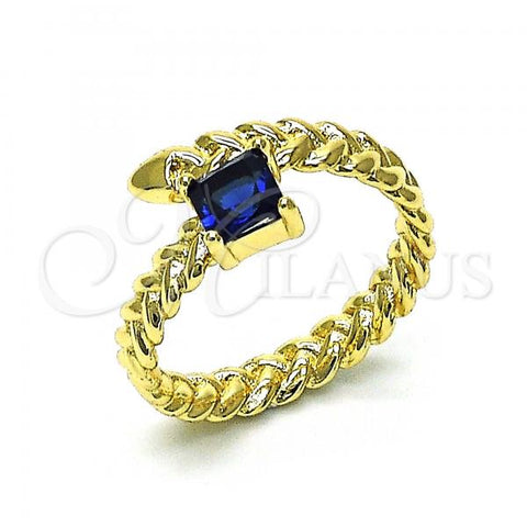 Oro Laminado Multi Stone Ring, Gold Filled Style with Sapphire Blue Cubic Zirconia, Polished, Golden Finish, 01.213.0018