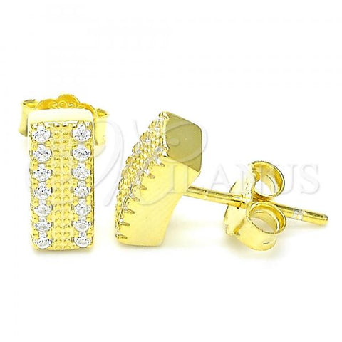 Sterling Silver Stud Earring, with White Cubic Zirconia, Polished, Golden Finish, 02.336.0163.2
