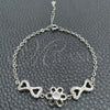 Sterling Silver Fancy Bracelet, Flower Design, with White Cubic Zirconia, Polished, Silver Finish, 03.398.0001.07