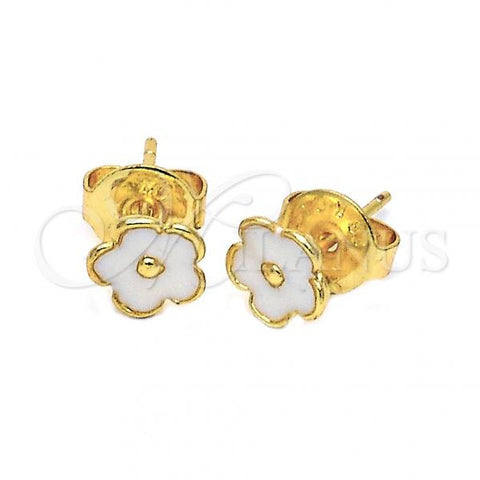 Oro Laminado Stud Earring, Gold Filled Style Flower Design, Yellow Enamel Finish, Golden Finish, 5.126.060 *PROMO*