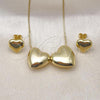 Oro Laminado Necklace and Earring, Gold Filled Style Chunky and Box Design, Polished, Golden Finish, 06.417.0012