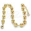 Oro Laminado Fancy Anklet, Gold Filled Style Chunky Design, Diamond Cutting Finish, Golden Finish, 03.93.0012.10