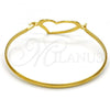 Stainless Steel Individual Bangle, Heart Design, Polished, Golden Finish, 07.110.0009.05 (04 MM Thickness, Size 5 - 2.50 Diameter)