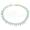 Oro Laminado Charm Anklet , Gold Filled Style Star Design, with Turquoise Crystal, Polished, Golden Finish, 03.169.0007.10