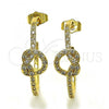 Oro Laminado Medium Hoop, Gold Filled Style Love Knot Design, with White Micro Pave, Polished, Golden Finish, 02.210.0793.30