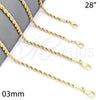 Oro Laminado Basic Necklace, Gold Filled Style Rope Design, Polished, Golden Finish, 5.222.035.28