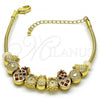 Oro Laminado Fancy Bracelet, Gold Filled Style Pineapple and Flower Design, Polished, Golden Finish, 03.63.2258.07