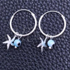 Sterling Silver Small Hoop, Evil Eye and Flower Design, with Aqua Blue Crystal, Polished, Silver Finish, 02.402.0010.15