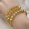 Oro Laminado Trio Bangle, Gold Filled Style Ball Design, Diamond Cutting Finish, Golden Finish, 07.170.0018.1