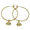 Oro Laminado Medium Hoop, Gold Filled Style Elephant Design, Polished, Golden Finish, 02.63.2739.40