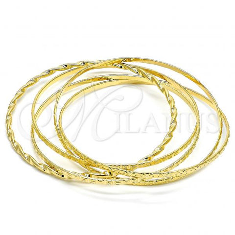 Oro Laminado Set Bangle, Gold Filled Style Diamond Cutting Finish, Golden Finish, 07.59.0063.06 (13 MM Thickness, Size 6 - 2.75 Diameter)