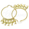 Oro Laminado Large Hoop, Gold Filled Style Dolphin Design, Diamond Cutting Finish, Golden Finish, 02.380.0073.50