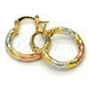Oro Laminado Small Hoop, Gold Filled Style Diamond Cutting Finish, Tricolor, 02.102.0051.20