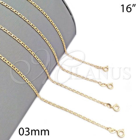 Oro Laminado Basic Necklace, Gold Filled Style Mariner Design, Polished, Golden Finish, 04.58.0012.16