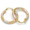 Oro Laminado Medium Hoop, Gold Filled Style Hollow Design, Diamond Cutting Finish, Tricolor, 5.139.019.1.30