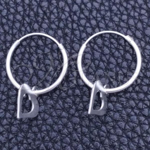 Sterling Silver Small Hoop, Heart Design, Polished, Silver Finish, 02.401.0022.15