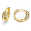 Oro Laminado Huggie Hoop, Gold Filled Style with White Cubic Zirconia, Polished, Golden Finish, 02.156.0137