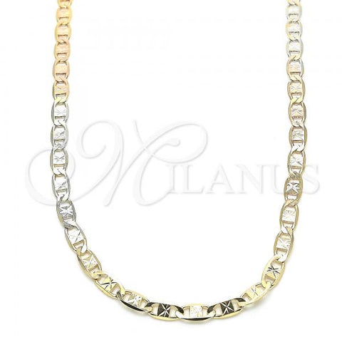 Oro Laminado Basic Necklace, Gold Filled Style Mariner Design, Diamond Cutting Finish, Tricolor, 04.65.0200.24