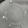 Sterling Silver Charm Bracelet, Star Design, Polished, Silver Finish, 03.409.0009.07