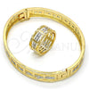 Oro Laminado Set Bangle, Gold Filled Style Diamond Cutting Finish, Two Tone, 13.99.0004.05.08 (09 MM Thickness, Size 8)