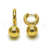 Oro Laminado Dangle Earring, Gold Filled Style Ball Design, Polished, Golden Finish, 02.195.0363