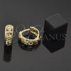Oro Laminado Huggie Hoop, Gold Filled Style Filigree and Flower Design, Golden Finish, 5.133.006