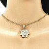 Oro Laminado Fancy Pendant, Gold Filled Style Elephant Design, Polished, Tricolor, 05.351.0185