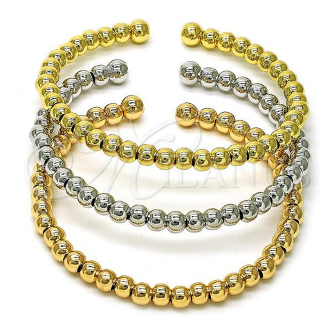 Oro Laminado Trio Bangle, Gold Filled Style Ball Design, Polished, Tricolor, 07.170.0039