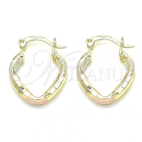 Oro Laminado Small Hoop, Gold Filled Style Diamond Cutting Finish, Tricolor, 02.170.0158.1.15