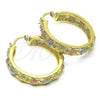 Oro Laminado Medium Hoop, Gold Filled Style Turtle Design, Polished, Tricolor, 02.380.0100.40