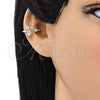 Oro Laminado Earcuff Earring, Gold Filled Style Cherry Design, with White Cubic Zirconia, Polished, Golden Finish, 02.213.0380.1