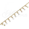 Oro Laminado Charm Anklet , Gold Filled Style Ball Design, Polished, Tricolor, 03.331.0110.10