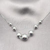 Rhodium Plated Fancy Necklace, Ball and Box Design, Polished, Rhodium Finish, 04.341.0125.1.18