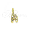 Oro Laminado Fancy Pendant, Gold Filled Style Initials Design, with White Cubic Zirconia, Polished, Golden Finish, 05.341.0035