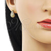 Oro Laminado Stud Earring, Gold Filled Style Teardrop Design, with White Micro Pave, Polished, Golden Finish, 02.342.0328