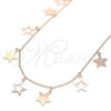 Sterling Silver Pendant Necklace, Star Design, Polished, Rose Gold Finish, 04.336.0184.1.16